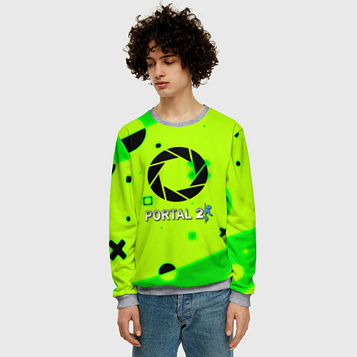 Мужской свитшот Portal 2 geometry steel / 3D-Меланж – фото 3
