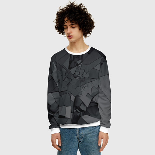 Мужской свитшот Трещины / 3D-Белый – фото 3