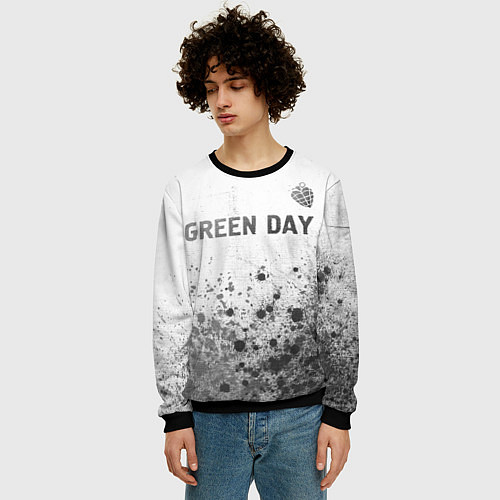 Мужской свитшот Green Day - white gradient посередине / 3D-Черный – фото 3