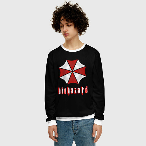 Мужской свитшот Biohazard logo / 3D-Белый – фото 3
