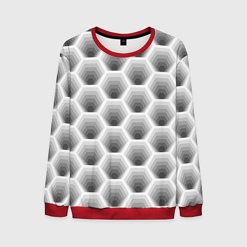 Мужской свитшот Неоновые соты / 3D-Красный – фото 1