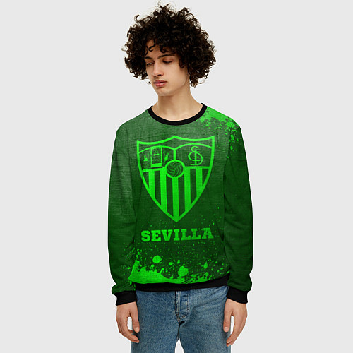 Мужской свитшот Sevilla - green gradient / 3D-Черный – фото 3