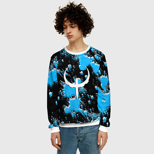 Мужской свитшот Quake краски текстура / 3D-Белый – фото 3