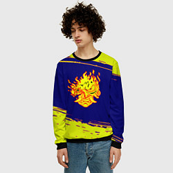 Свитшот мужской Cyberpunk 2077 краски полосы, цвет: 3D-черный — фото 2