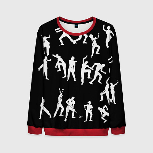 Мужской свитшот Silhouettes of moving people / 3D-Красный – фото 1