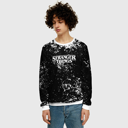 Мужской свитшот Stranger things брызги красок / 3D-Белый – фото 3