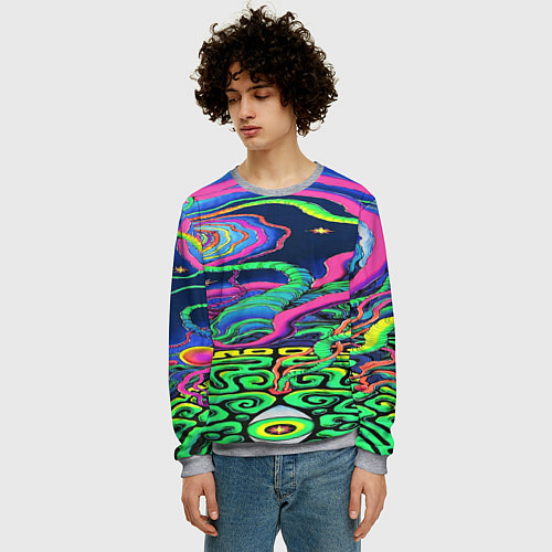 Мужской свитшот Оптические волны психоделика / 3D-Меланж – фото 3