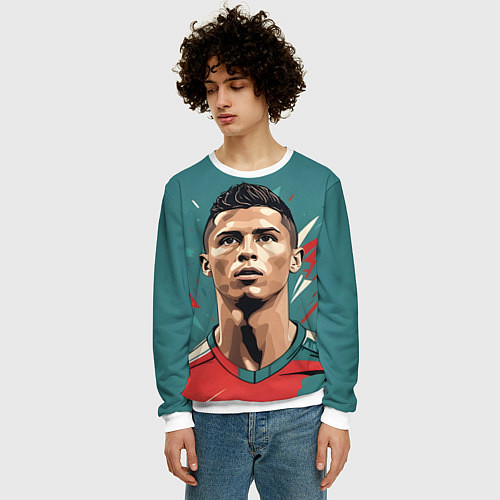 Мужской свитшот Футболист Рональдо / 3D-Белый – фото 3