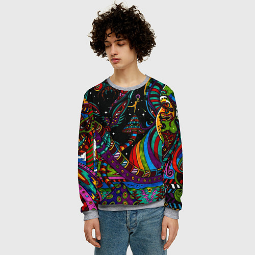 Мужской свитшот Оптический узор девушка / 3D-Меланж – фото 3