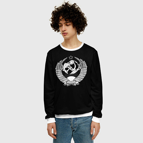 Мужской свитшот Лого ссср чернобелое / 3D-Белый – фото 3