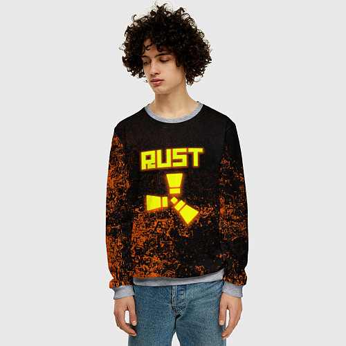 Мужской свитшот RUST брызги красок лого / 3D-Меланж – фото 3