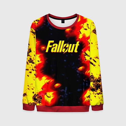 Мужской свитшот Fallout огненные краски стиль / 3D-Красный – фото 1