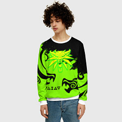 Свитшот мужской Ведьмак кислотное лого драконы, цвет: 3D-белый — фото 2