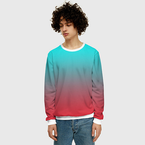 Мужской свитшот Абстрактно неоновый градиент / 3D-Белый – фото 3