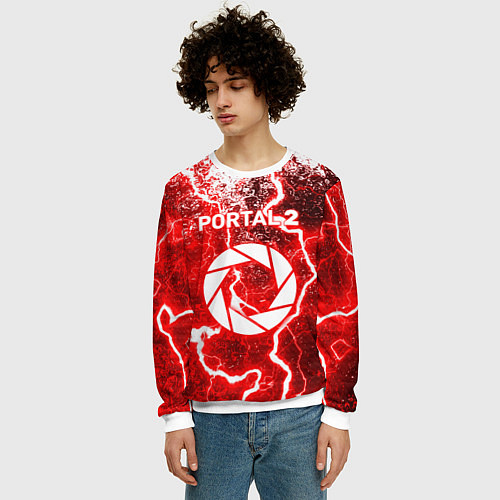 Мужской свитшот Portal брызги красок шторм / 3D-Белый – фото 3
