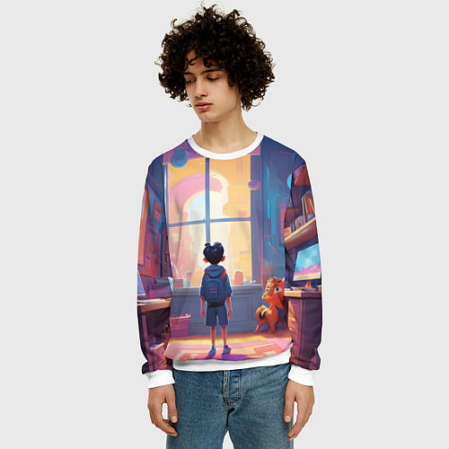 Мужской свитшот Детство приключения / 3D-Белый – фото 3