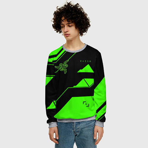 Мужской свитшот Razer geometry game / 3D-Меланж – фото 3