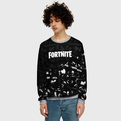 Мужской свитшот Fortnite pattern black / 3D-Меланж – фото 3
