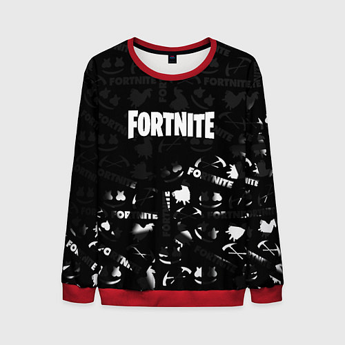 Мужской свитшот Fortnite pattern black / 3D-Красный – фото 1