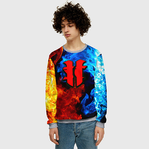 Мужской свитшот Starcraft fire steel / 3D-Меланж – фото 3