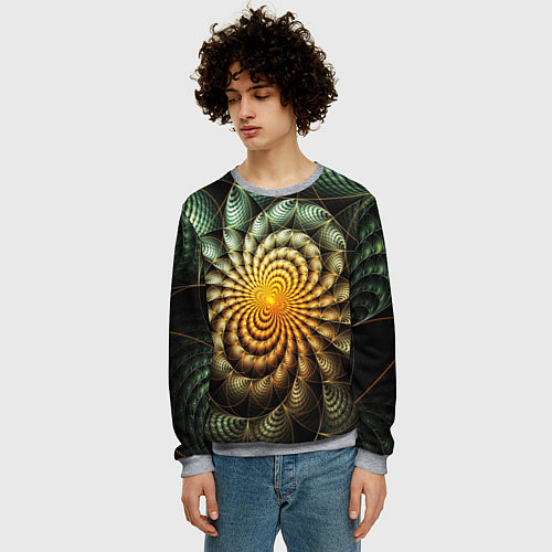 Мужской свитшот Оптический узор фракталы / 3D-Меланж – фото 3