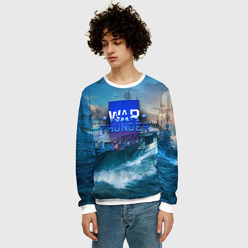 Мужской свитшот War Thunder ship / 3D-Белый – фото 3