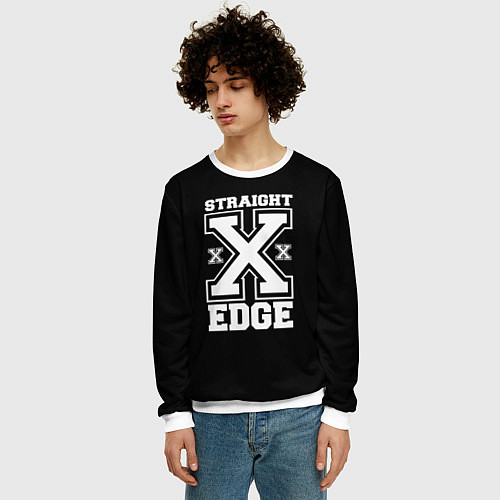 Мужской свитшот Straight edge SXE / 3D-Белый – фото 3