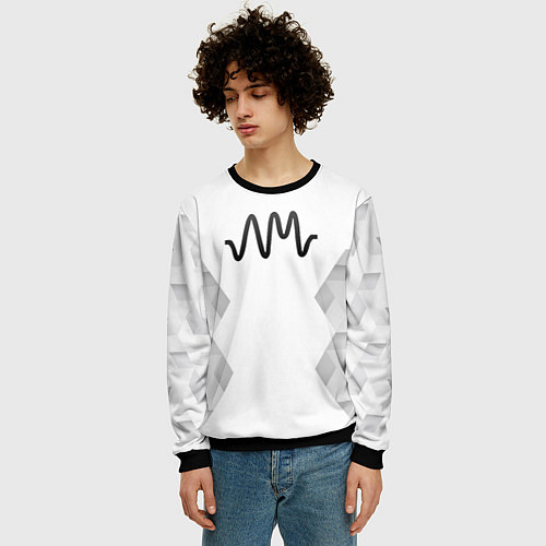 Мужской свитшот Arctic Monkeys white poly / 3D-Черный – фото 3