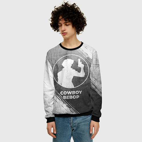 Мужской свитшот Cowboy Bebop - grey gradient / 3D-Черный – фото 3