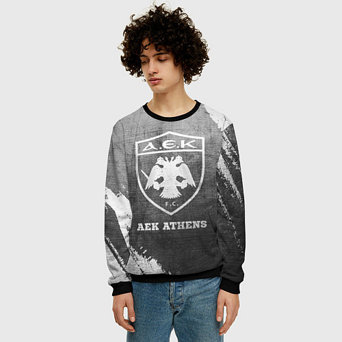 Мужской свитшот AEK Athens - grey gradient / 3D-Черный – фото 3