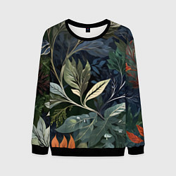 Свитшот мужской Объемные листья, цвет: 3D-черный
