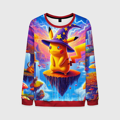 Мужской свитшот Pikachu in a stargazers hat / 3D-Красный – фото 1