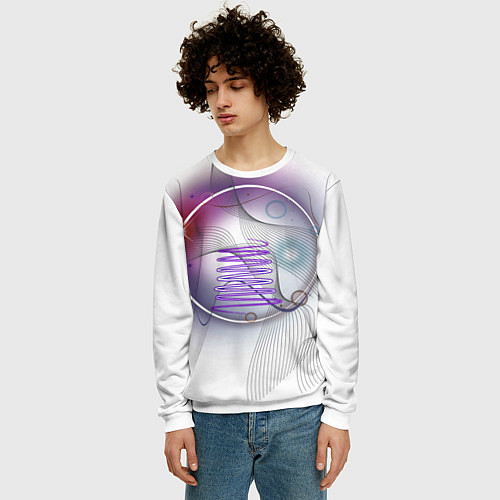 Мужской свитшот Абстракция - круг / 3D-Белый – фото 3