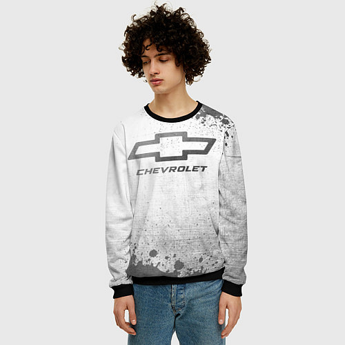Мужской свитшот Chevrolet - white gradient / 3D-Черный – фото 3