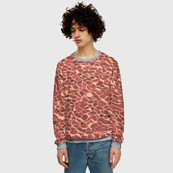 Свитшот мужской Тёмно красные плитки на бежевом фоне, цвет: 3D-меланж — фото 2