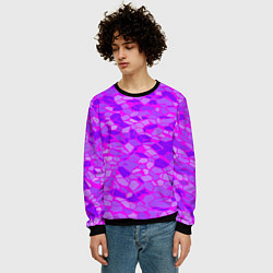 Свитшот мужской Фиолетовые плитки на розовом фоне, цвет: 3D-черный — фото 2