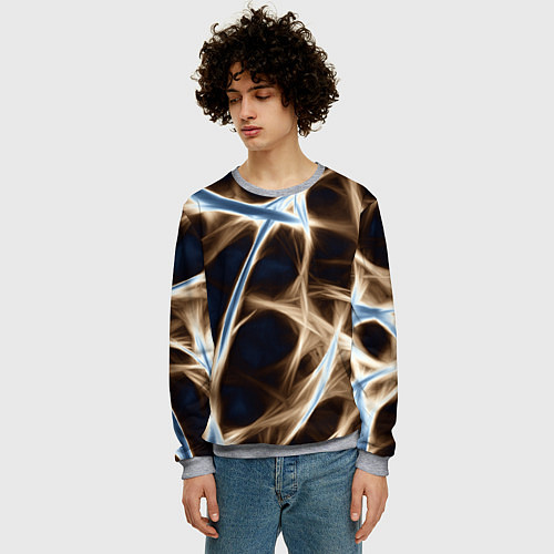 Мужской свитшот Неоновые связи / 3D-Меланж – фото 3