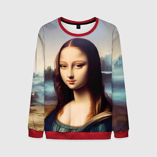 Мужской свитшот Нейросеть- азиатская Мона Лиза / 3D-Красный – фото 1