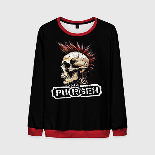 Мужской свитшот Purgen череп к красным ирокезом / 3D-Красный – фото 1