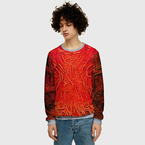 Мужской свитшот Красный симбионт абстракция / 3D-Меланж – фото 3