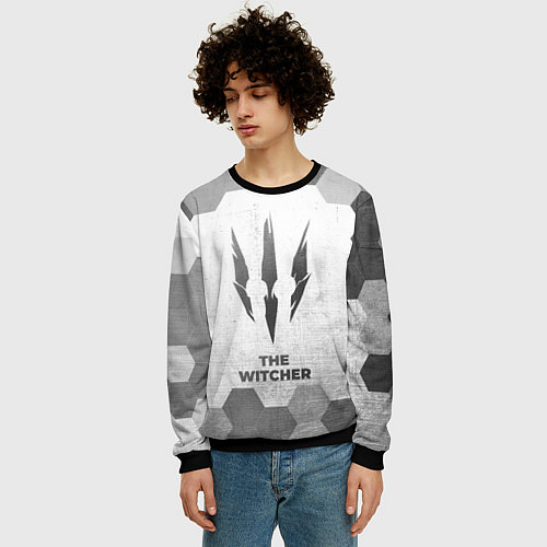 Мужской свитшот The Witcher - white gradient / 3D-Черный – фото 3