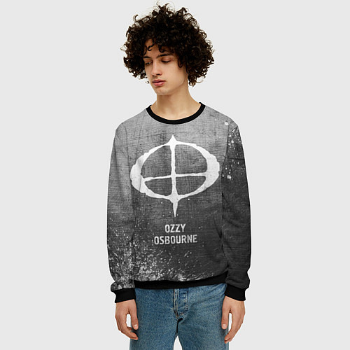 Мужской свитшот Ozzy Osbourne - grey gradient / 3D-Черный – фото 3