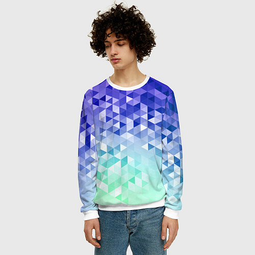 Мужской свитшот Градиентная геометрия / 3D-Белый – фото 3