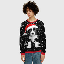 Свитшот мужской Новогодний милый щенок, цвет: 3D-красный — фото 2
