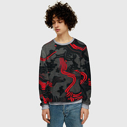 Свитшот мужской Камуфляж черный в красную полоску, цвет: 3D-меланж — фото 2