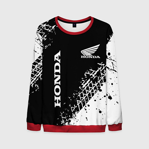 Мужской свитшот Honda - следы от шин / 3D-Красный – фото 1