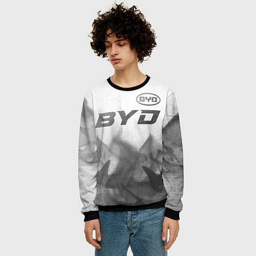 Мужской свитшот BYD - white gradient посередине / 3D-Черный – фото 3
