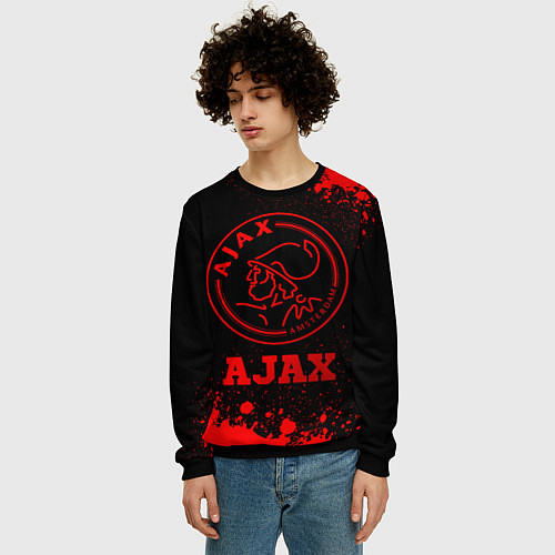 Мужской свитшот Ajax - red gradient / 3D-Черный – фото 3