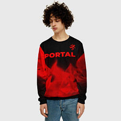 Свитшот мужской Portal - red gradient посередине, цвет: 3D-черный — фото 2
