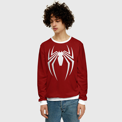 Мужской свитшот SpiderMan - logo / 3D-Белый – фото 3
